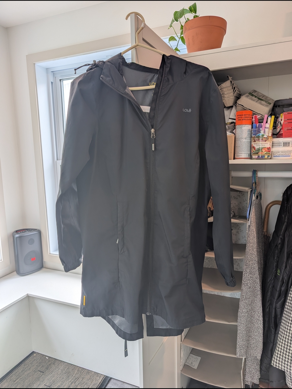 Lole Black Hooded Raincoat Jacket